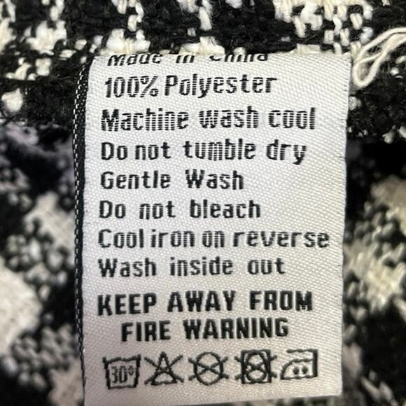 NEW Wat The Brand Black White Tweed Plaid Button Down Long Sleeve Coat Jacket XL - Picture 4 of 4